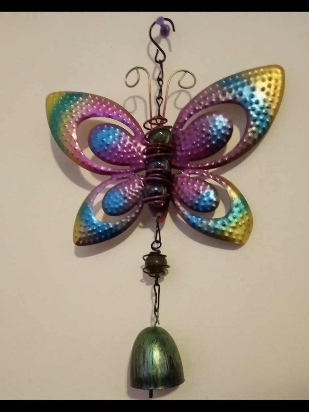 Colorful Metal Butterfly Wind chime/Wall Hanging with Bell
